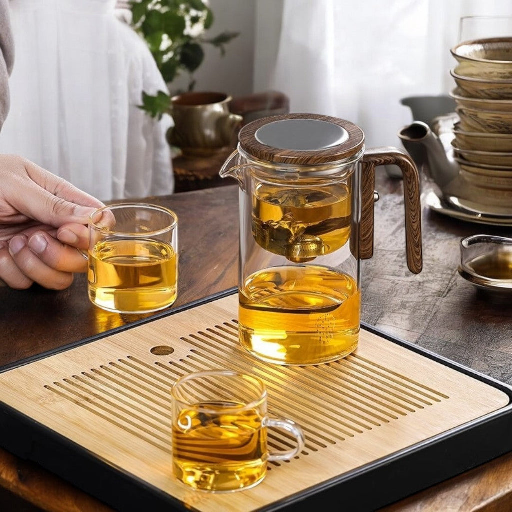 Elegant Tea Kettle & Steeper for Loose Leaf, Premium Glass Tea Pot with Infuser and Magnetic Filtration