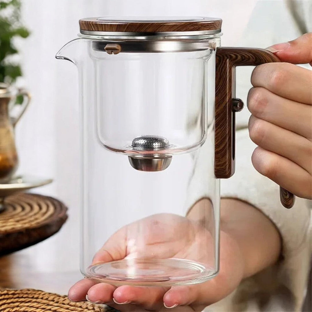 Elegant Tea Kettle & Steeper for Loose Leaf, Premium Glass Tea Pot with Infuser and Magnetic Filtration
