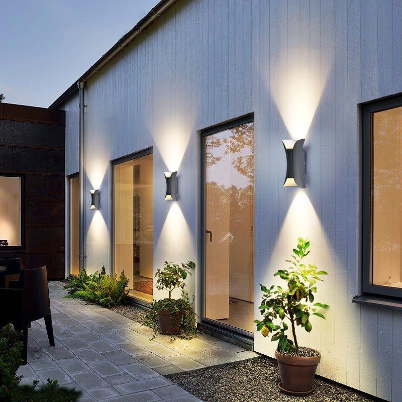 LED Waterproof Outdoor Wall Lights - Curved Up and Down Lighting Fixture for Patios, Gardens, and Entryways