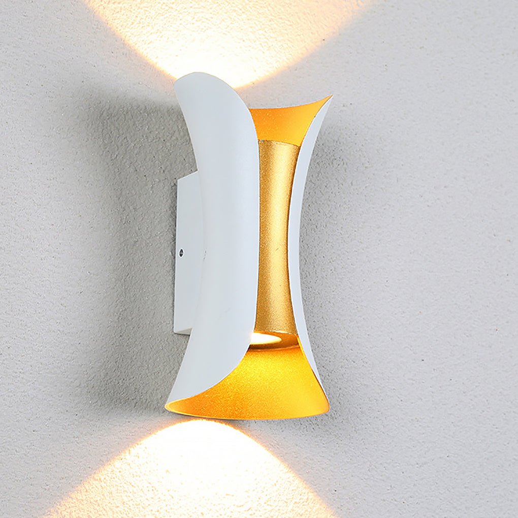 LED Waterproof Outdoor Wall Lights - Curved Up and Down Lighting Fixture for Patios, Gardens, and Entryways