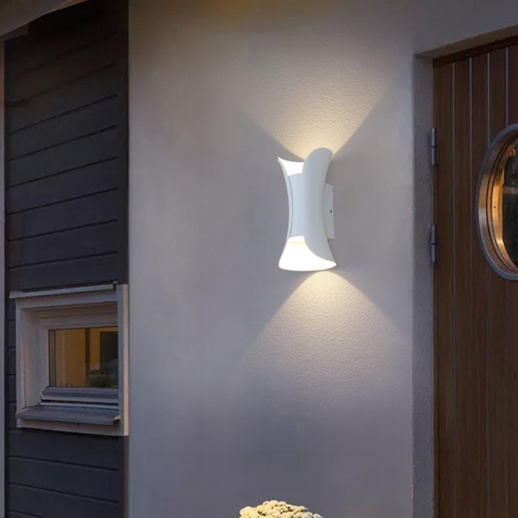 LED Waterproof Outdoor Wall Lights - Curved Up and Down Lighting Fixture for Patios, Gardens, and Entryways