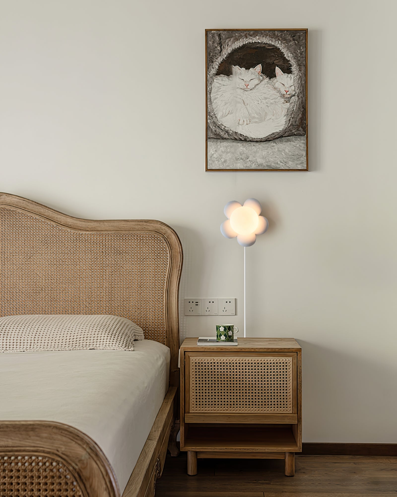 LED Bloom Flower Plug-In Wall Lamp with Adjustable Brightness for Bedroom, Living Room, and Nursery Decor