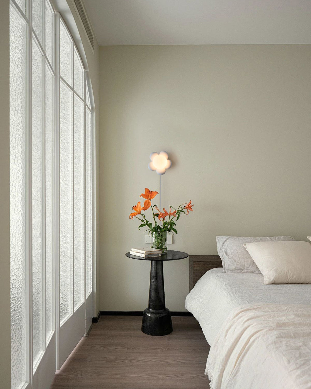 LED Bloom Flower Plug-In Wall Lamp with Adjustable Brightness for Bedroom, Living Room, and Nursery Decor