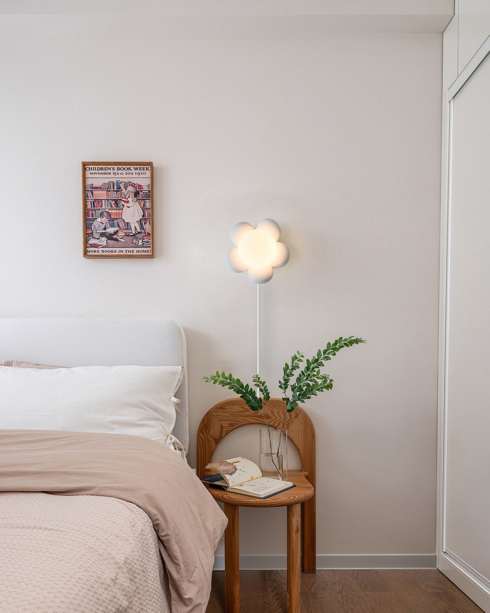 LED Bloom Flower Plug-In Wall Lamp with Adjustable Brightness for Bedroom, Living Room, and Nursery Decor