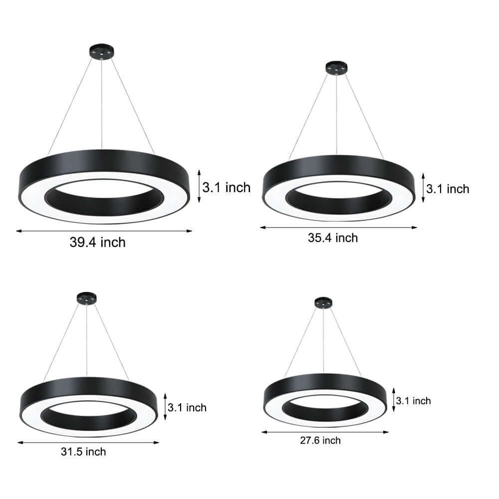 LED Pendant Light - Round Ring Hanging Fixture for Office & Gym Spaces - Modern Suspended Lighting Solution