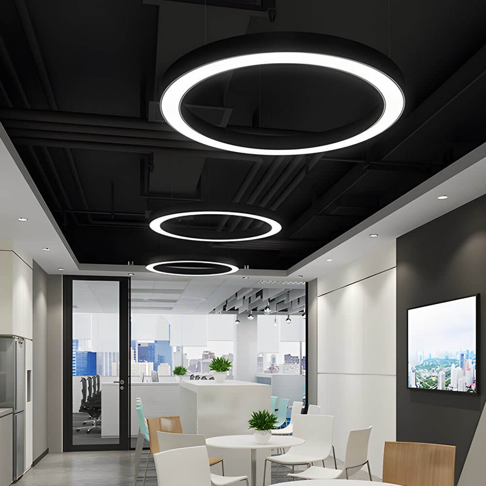 LED Pendant Light - Round Ring Hanging Fixture for Office & Gym Spaces - Modern Suspended Lighting Solution