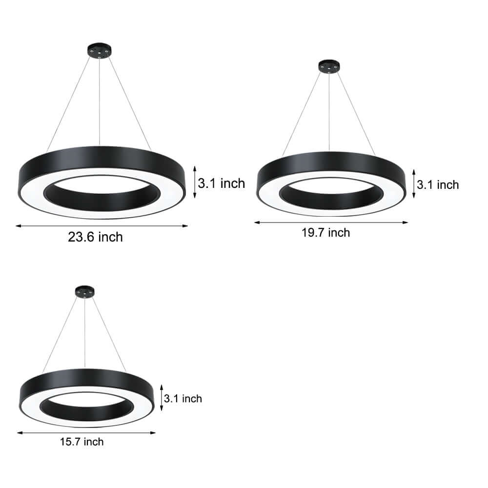 LED Pendant Light - Round Ring Hanging Fixture for Office & Gym Spaces - Modern Suspended Lighting Solution