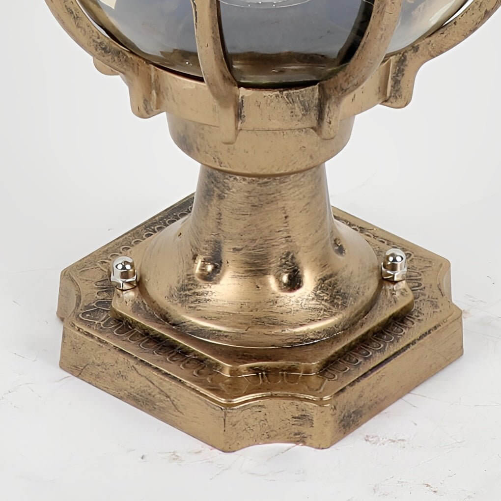 Vintage Outdoor Pier Mount Post Light Fixture with Glass Globe for Patios, Gardens, and Walkways