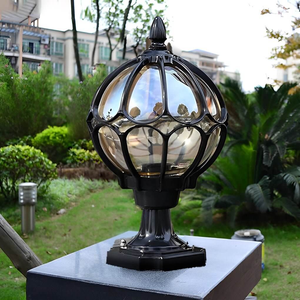 Vintage Outdoor Pier Mount Post Light Fixture with Glass Globe for Patios, Gardens, and Walkways