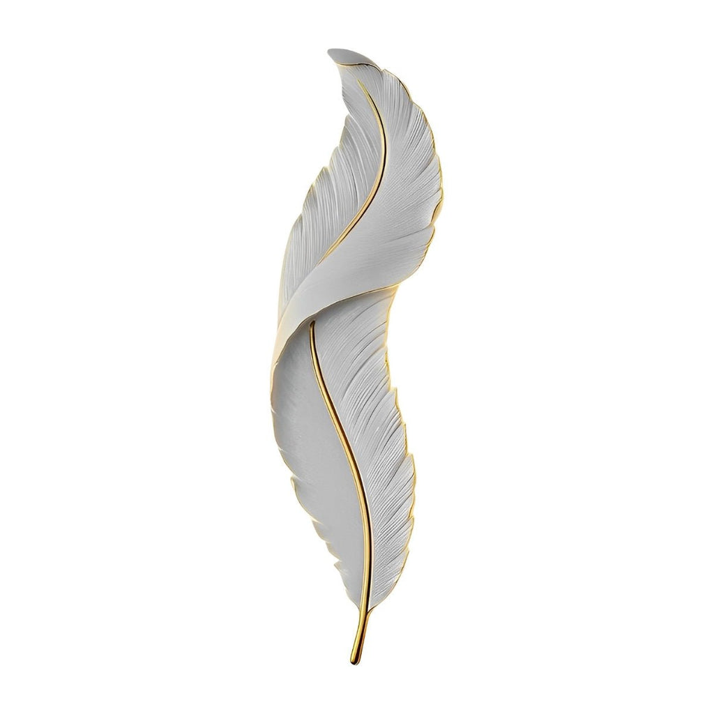LED Modern Wall Sconce Light - White Feather Design Fixture for Living Room & Bedroom Illumination