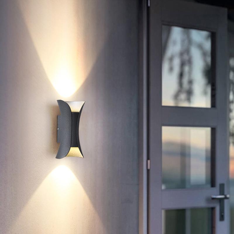 LED Waterproof Outdoor Wall Lights - Curved Up and Down Lighting Fixture for Patios, Gardens, and Entryways