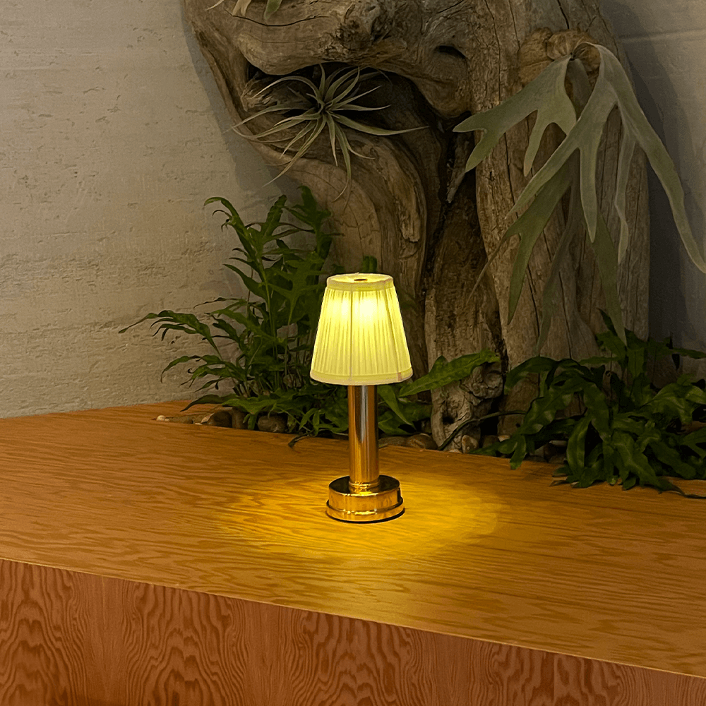 Cordless Brass Table Lamp:  Rechargeable Bulbs, Ideal Battery Charged Lamp for Home Use