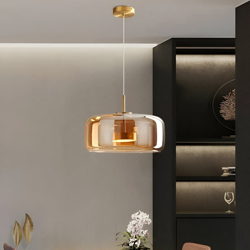 Glass LED Pendant Light with Retro Modern Style for Kitchen Island, Dining Room & Interior Hanging Lighting