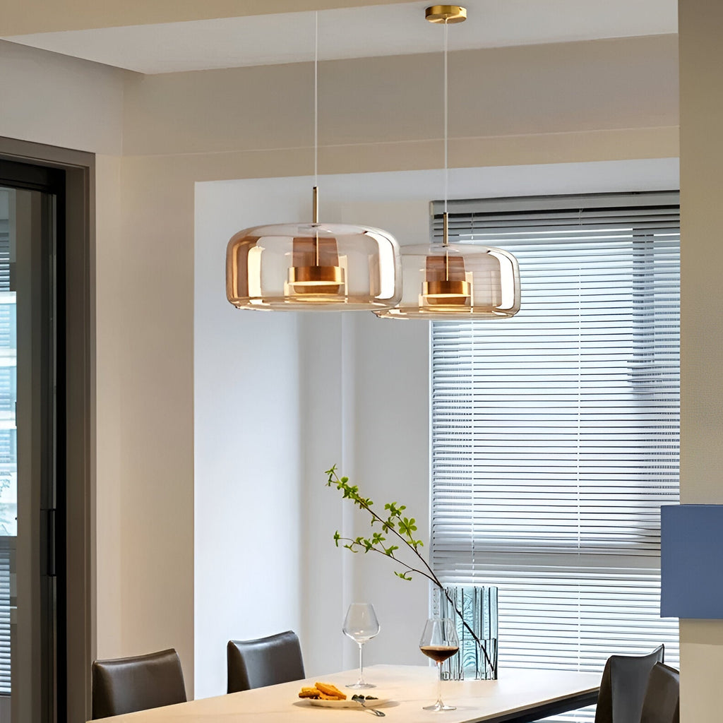 Glass LED Pendant Light with Retro Modern Style for Kitchen Island, Dining Room & Interior Hanging Lighting