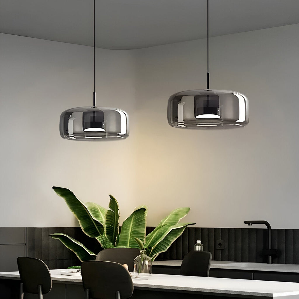 Glass LED Pendant Light with Retro Modern Style for Kitchen Island, Dining Room & Interior Hanging Lighting