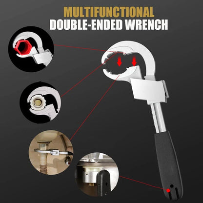 Adjustable Double-Ended Wrench | Durable Aluminium Alloy Tool for Faucet and Sink Repair