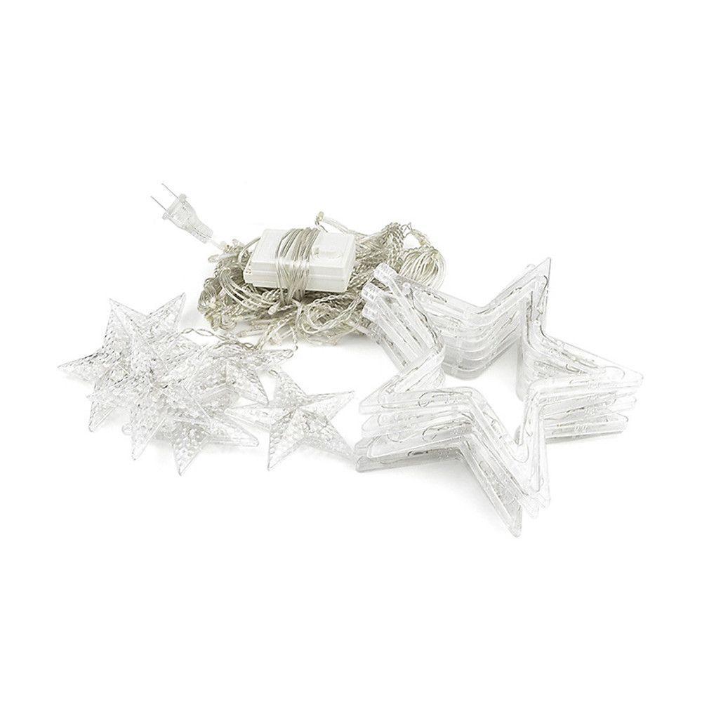 8.2 ft LED Curtain String Lights with Acrylic Star Design - 216 Bulbs for Christmas, Wedding, and Fairy Light Decor