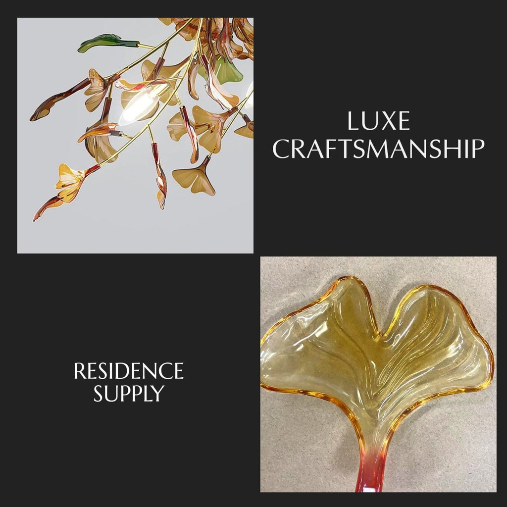 Modern Copper and Glass Chandelier | Adjustable Height, LED Illumination for Home Decor and Contemporary Spaces