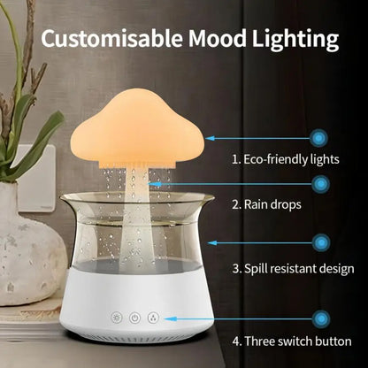 Mushroom Lamp and Humidifier | 2-in-1 Rain Cloud Diffuser for Relaxation and Comfort