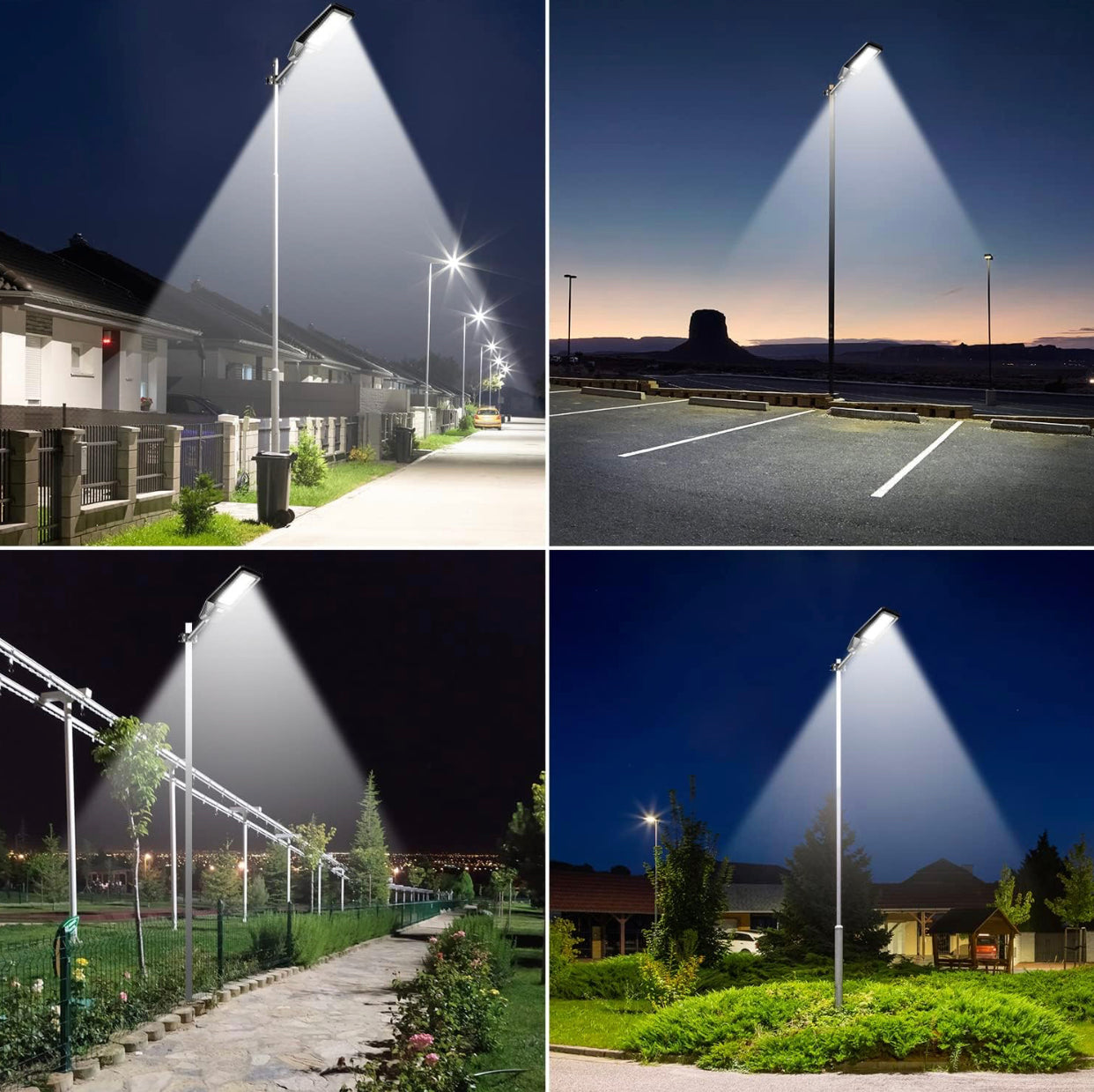 1600W Solar Street Lights (2 Pack) - 90000 Lumens, Dusk to Dawn, Remote Control & Motion Sensor for Outdoor Security Lighting