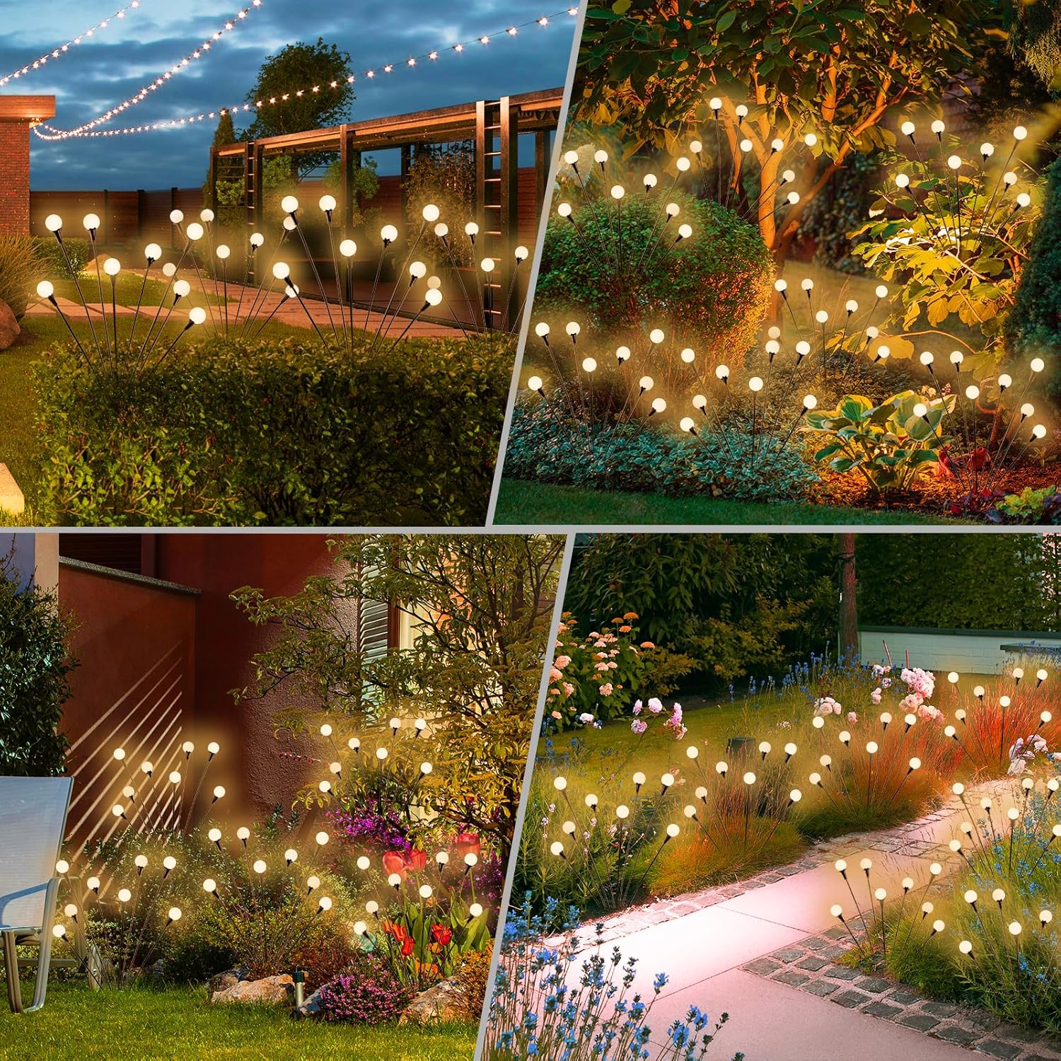 Solar Garden Firefly Lights - LED String Lights for Outdoor Decor & Landscape Lighting