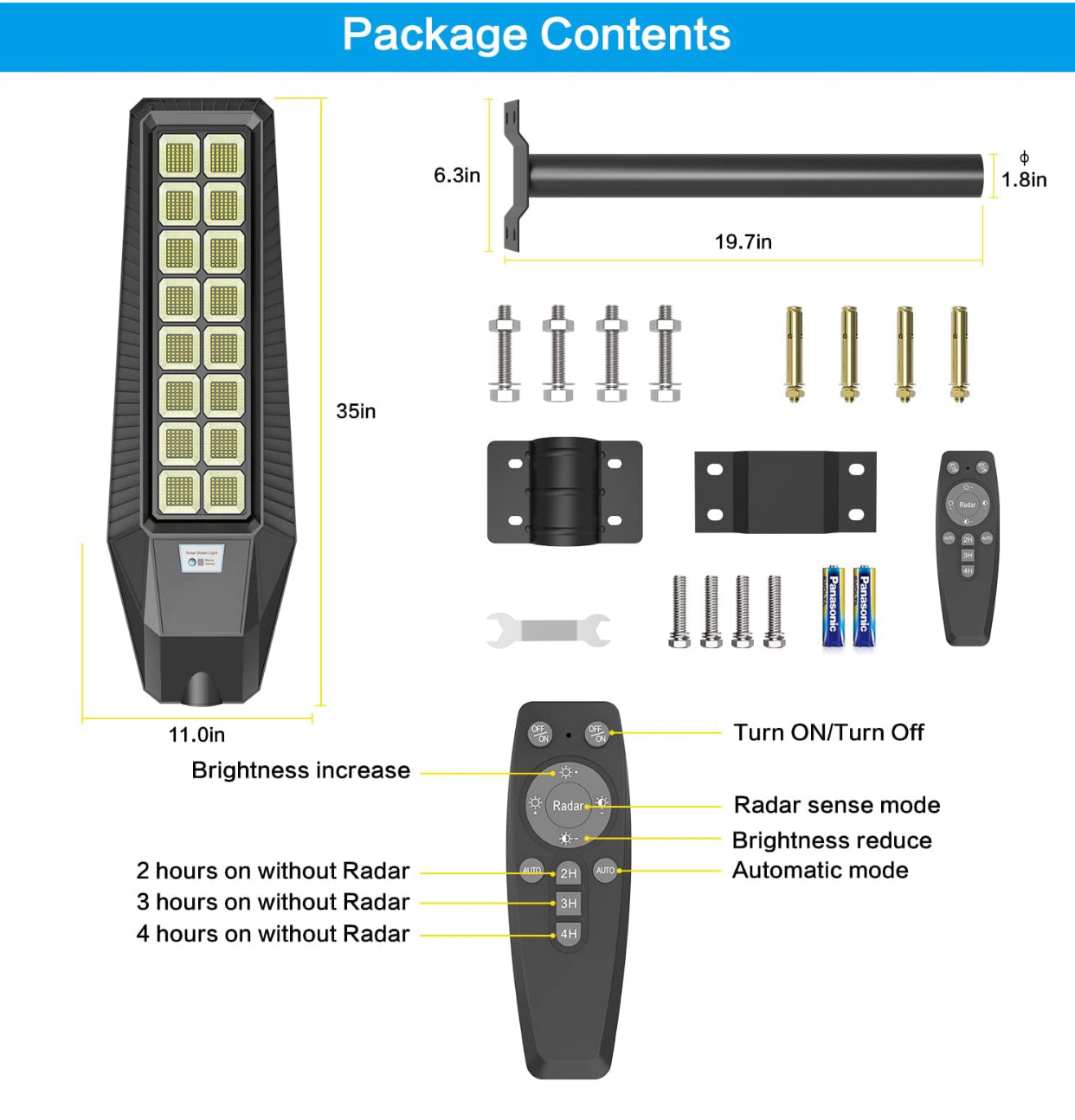 1600W Solar Street Lights (2 Pack) - 90000 Lumens, Dusk to Dawn, Remote Control & Motion Sensor for Outdoor Security Lighting