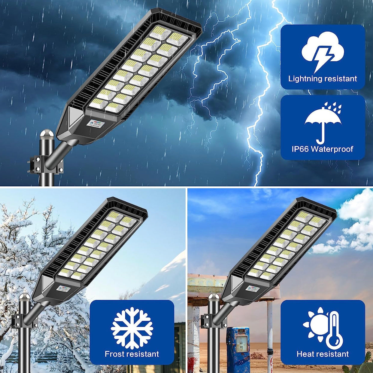 1600W Solar Street Lights (2 Pack) - 90000 Lumens, Dusk to Dawn, Remote Control & Motion Sensor for Outdoor Security Lighting