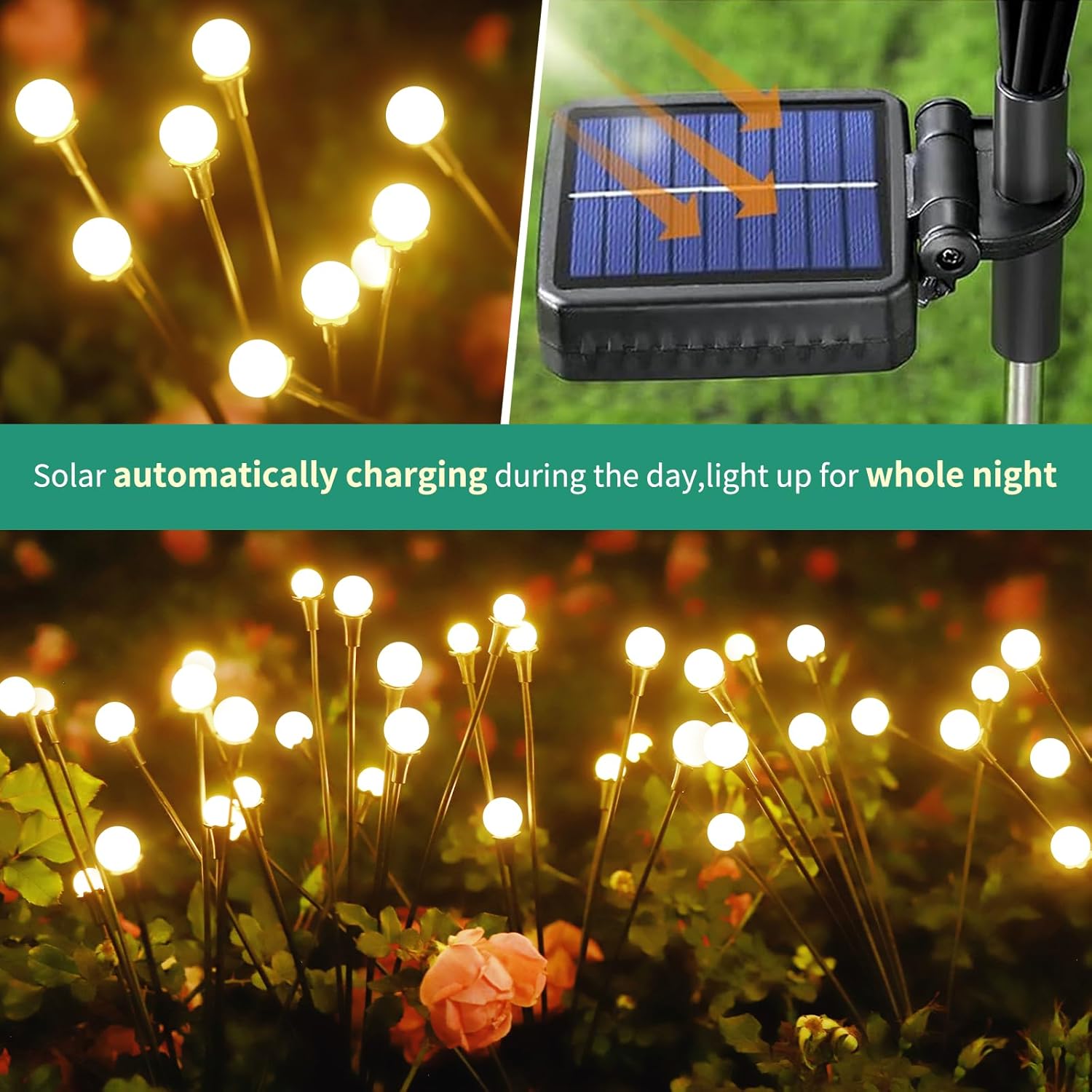 Solar Garden Firefly Lights - LED String Lights for Outdoor Decor & Landscape Lighting