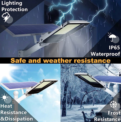 1000W Commercial Solar Street Light with 100000 Lumens, Dusk to Dawn Operation & Remote Control for Outdoor Use