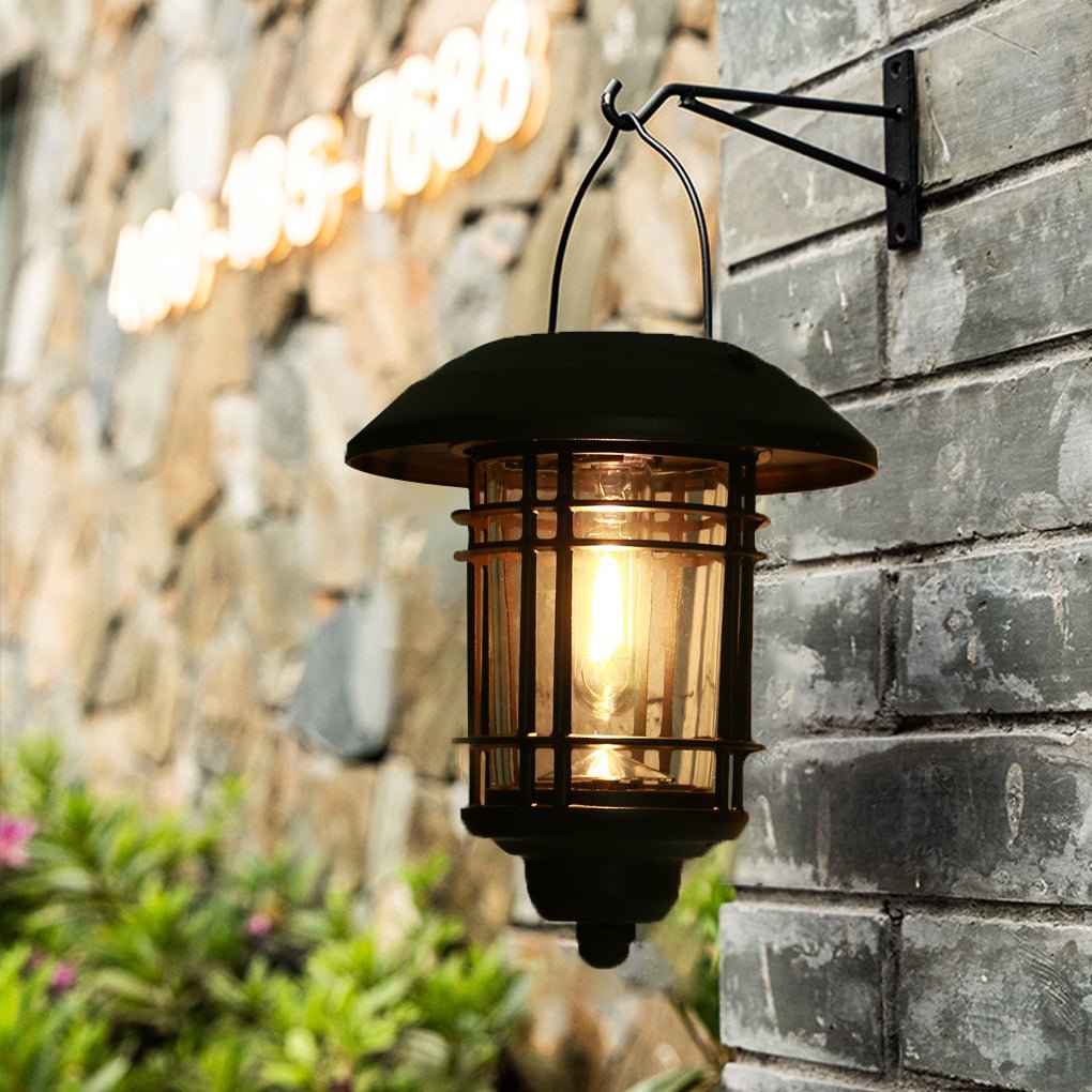 LED Solar Outdoor Wall Sconce Light - Industrial Style Wall Lamp for Garden, Patio & Entryway Lighting