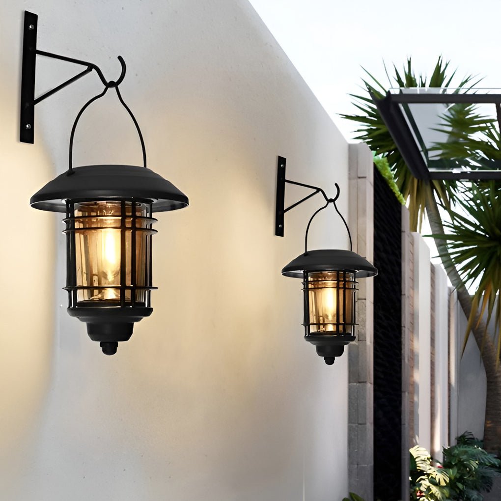 LED Solar Outdoor Wall Sconce Light - Industrial Style Wall Lamp for Garden, Patio & Entryway Lighting