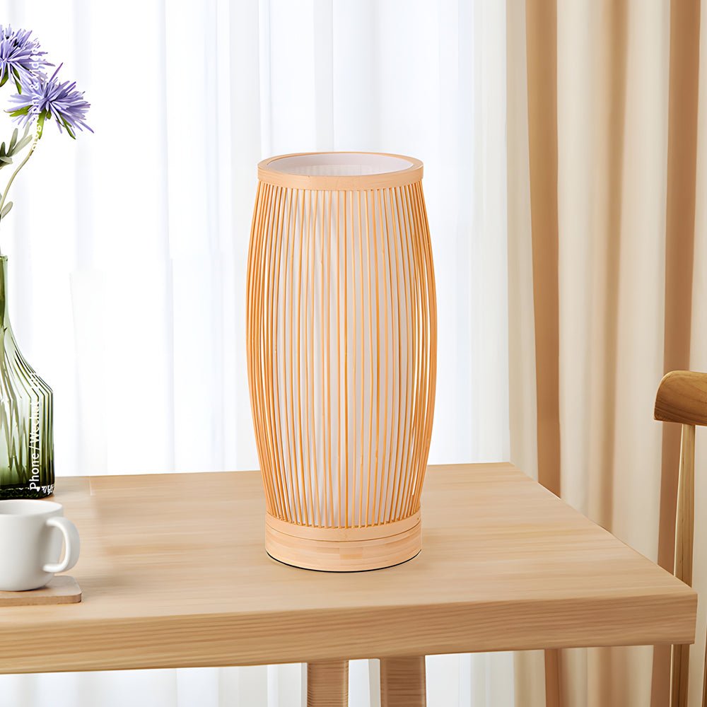 LED Bamboo Table Lamp - Japanese Lantern Style for Home Decor & Ambient Lighting