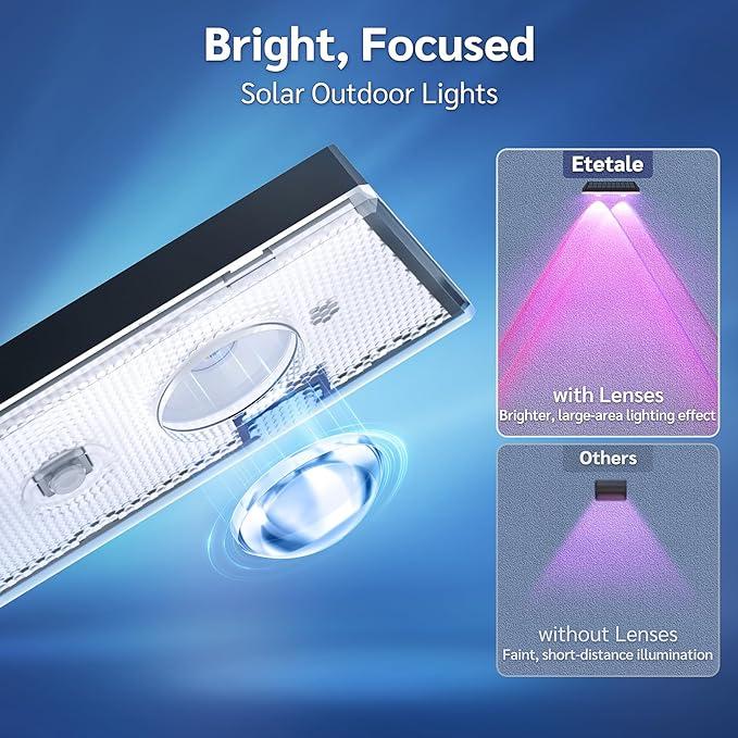 Solar Fence Lights Outdoor Waterproof – Warm White & RGB LED Deck, Railing, Patio & Stair Lights with 8 Color Modes and Memory Function