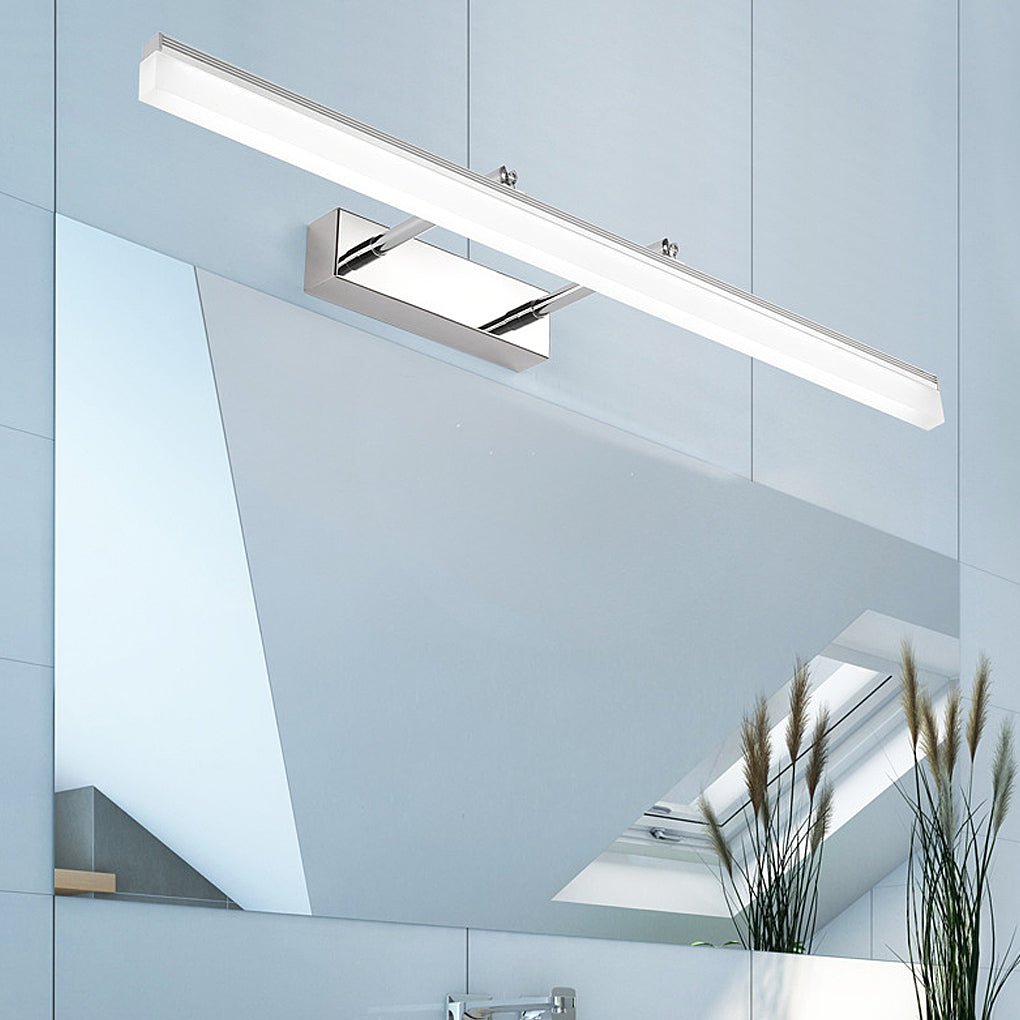 Retractable Bathroom Vanity Light with Acrylic Bar & Stainless Steel Fixture for Over Mirror Installation