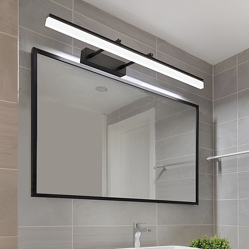 Retractable Bathroom Vanity Light with Acrylic Bar & Stainless Steel Fixture for Over Mirror Installation