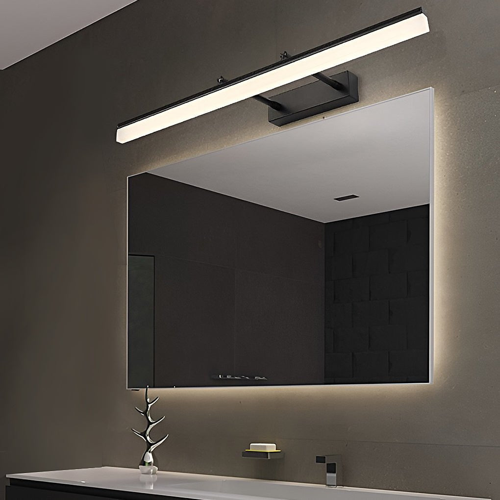 Retractable Bathroom Vanity Light with Acrylic Bar & Stainless Steel Fixture for Over Mirror Installation