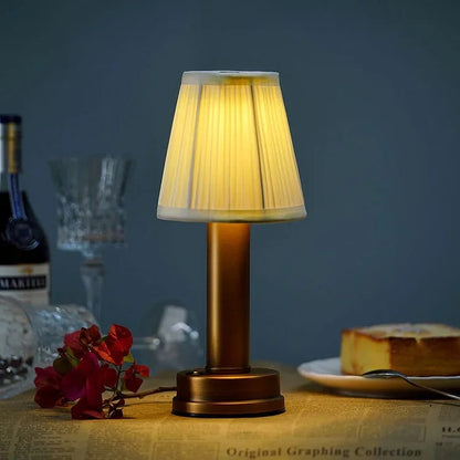 Cordless Brass Table Lamp:  Rechargeable Bulbs, Ideal Battery Charged Lamp for Home Use