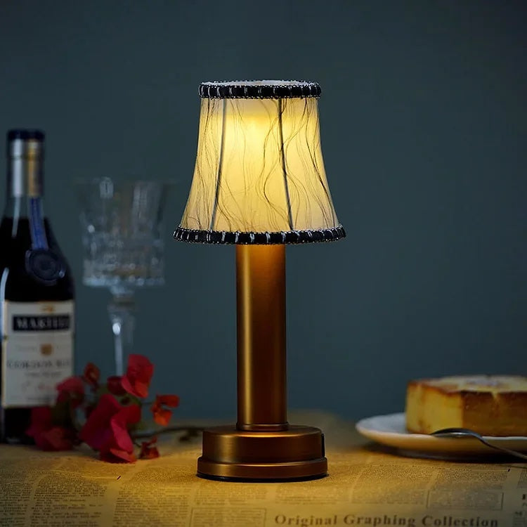 Cordless Brass Table Lamp:  Rechargeable Bulbs, Ideal Battery Charged Lamp for Home Use