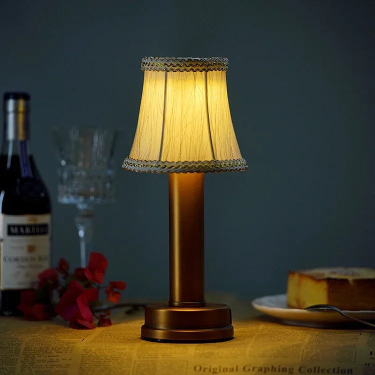 Cordless Brass Table Lamp:  Rechargeable Bulbs, Ideal Battery Charged Lamp for Home Use