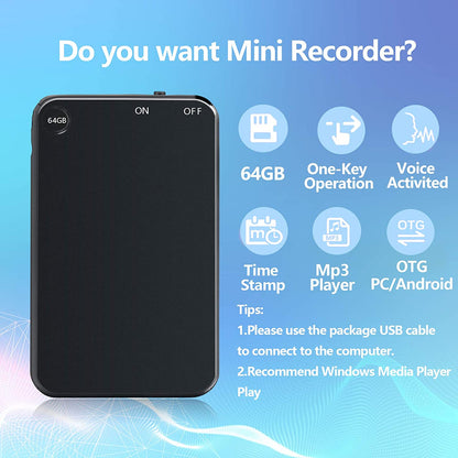 Mini Voice Recorder & Tiniest Listening Device with Phone Connectivity - Discreet Spy Audio Recorder