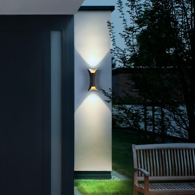 LED Waterproof Outdoor Wall Lights - Modern Curved Up and Down Lighting for Patios, Gardens, and Entryways