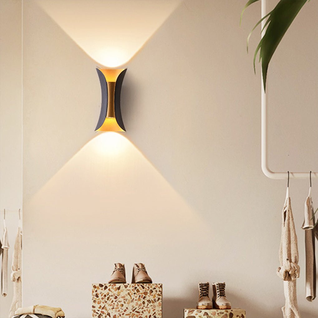 LED Waterproof Outdoor Wall Lights - Modern Curved Up and Down Lighting for Patios, Gardens, and Entryways