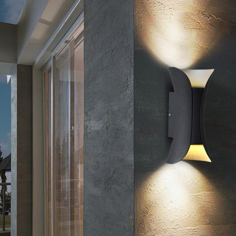 LED Waterproof Outdoor Wall Lights - Modern Curved Up and Down Lighting for Patios, Gardens, and Entryways