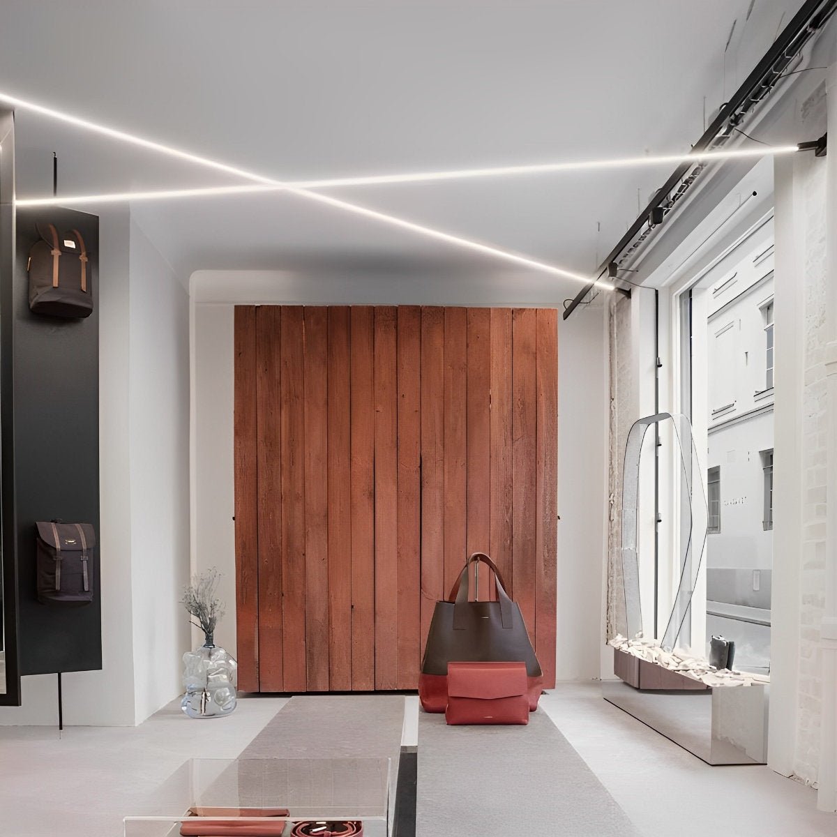 Modern Rotatable LED Strip Lights – Adjustable Linear Indoor Ceiling Light with Dimmable Remote