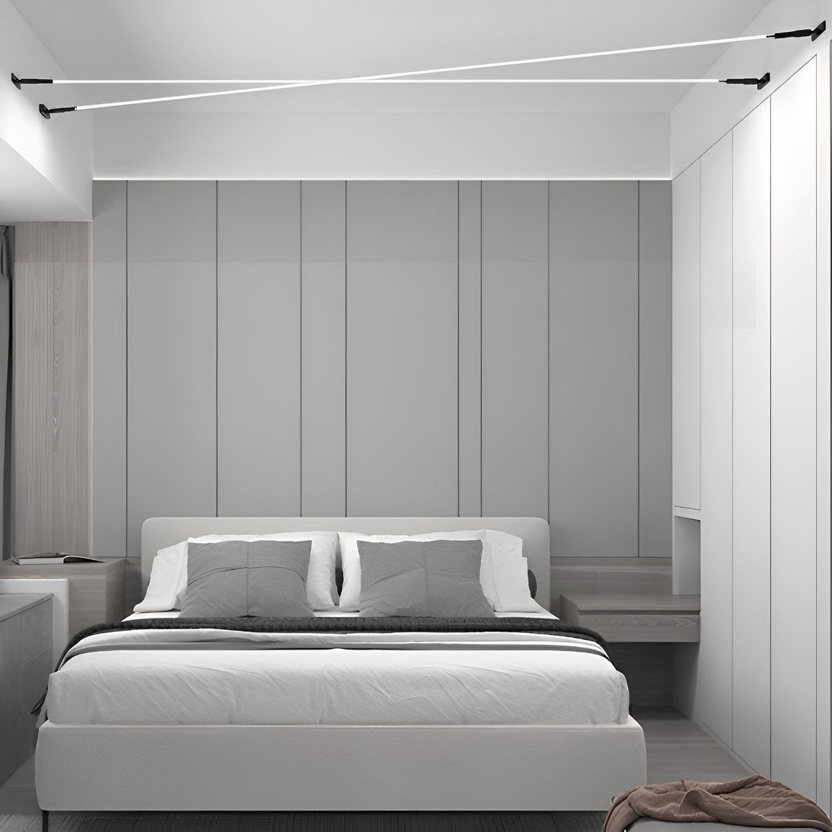 Modern Rotatable LED Strip Lights – Adjustable Linear Indoor Ceiling Light with Dimmable Remote