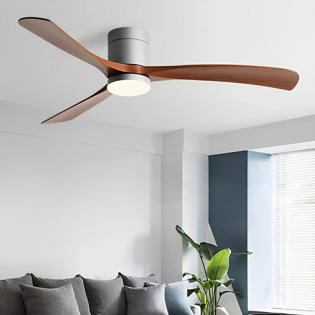 LED Ceiling Fan Light with Remote Control, 6-Speed Reversible Silent Motor, Dimmable 3-Color Lighting for Bedroom & Living Room