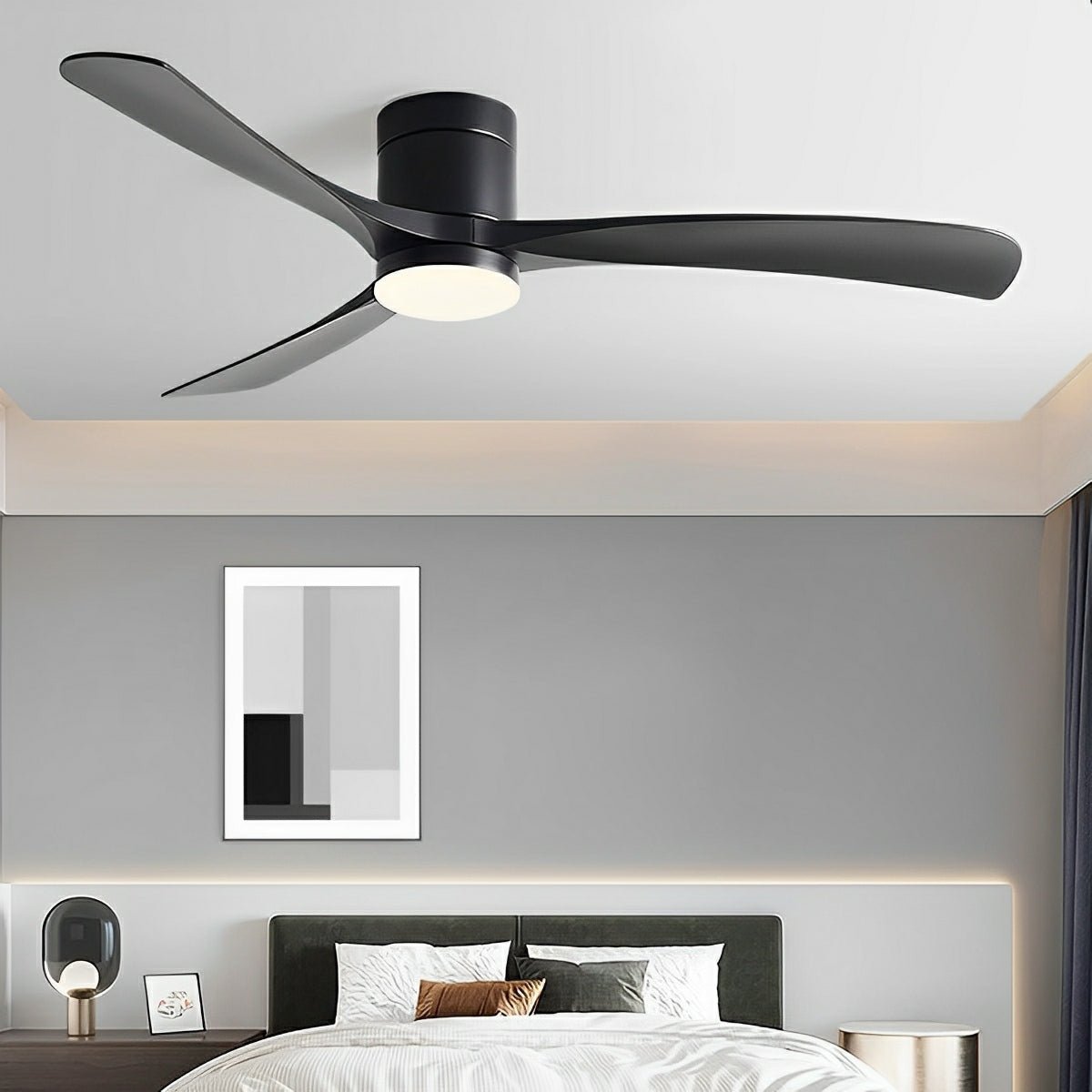 LED Ceiling Fan Light with Remote Control, 6-Speed Reversible Silent Motor, Dimmable 3-Color Lighting for Bedroom & Living Room