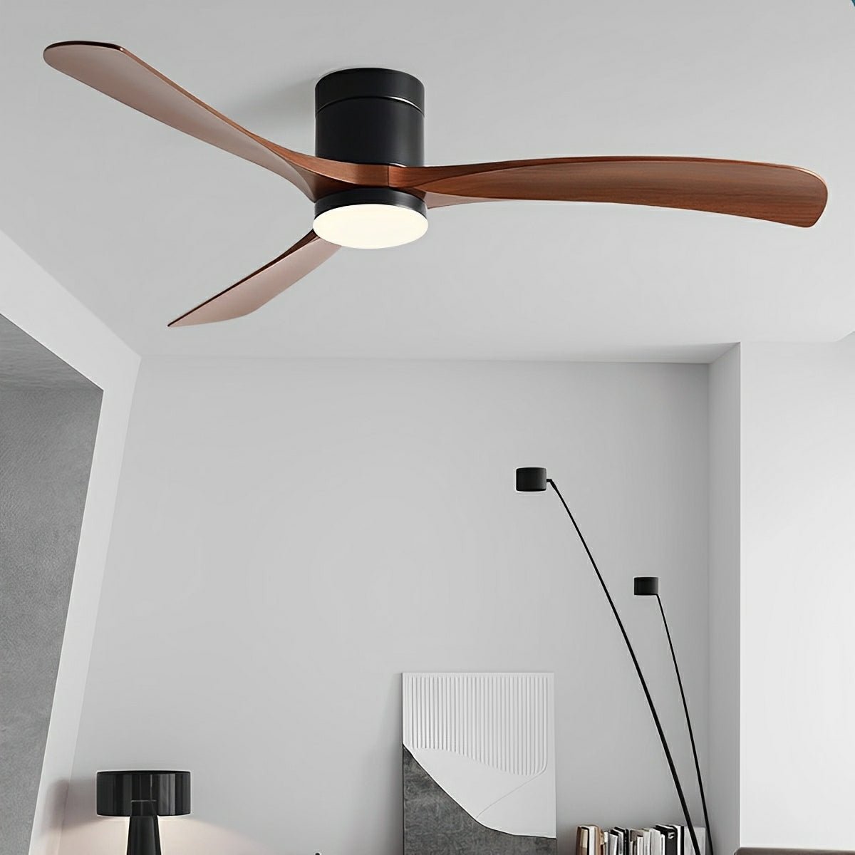 LED Ceiling Fan Light with Remote Control, 6-Speed Reversible Silent Motor, Dimmable 3-Color Lighting for Bedroom & Living Room