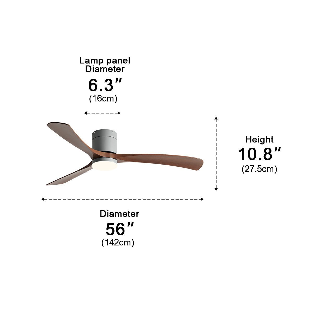 LED Ceiling Fan Light with Remote Control, 6-Speed Reversible Silent Motor, Dimmable 3-Color Lighting for Bedroom & Living Room