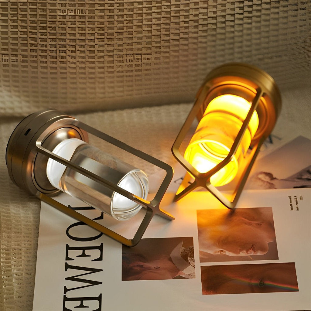 Portable Cordless Lantern Table Lamp with USB Rechargeable Touch Dimming for Nighttime Use & Outdoor Activities